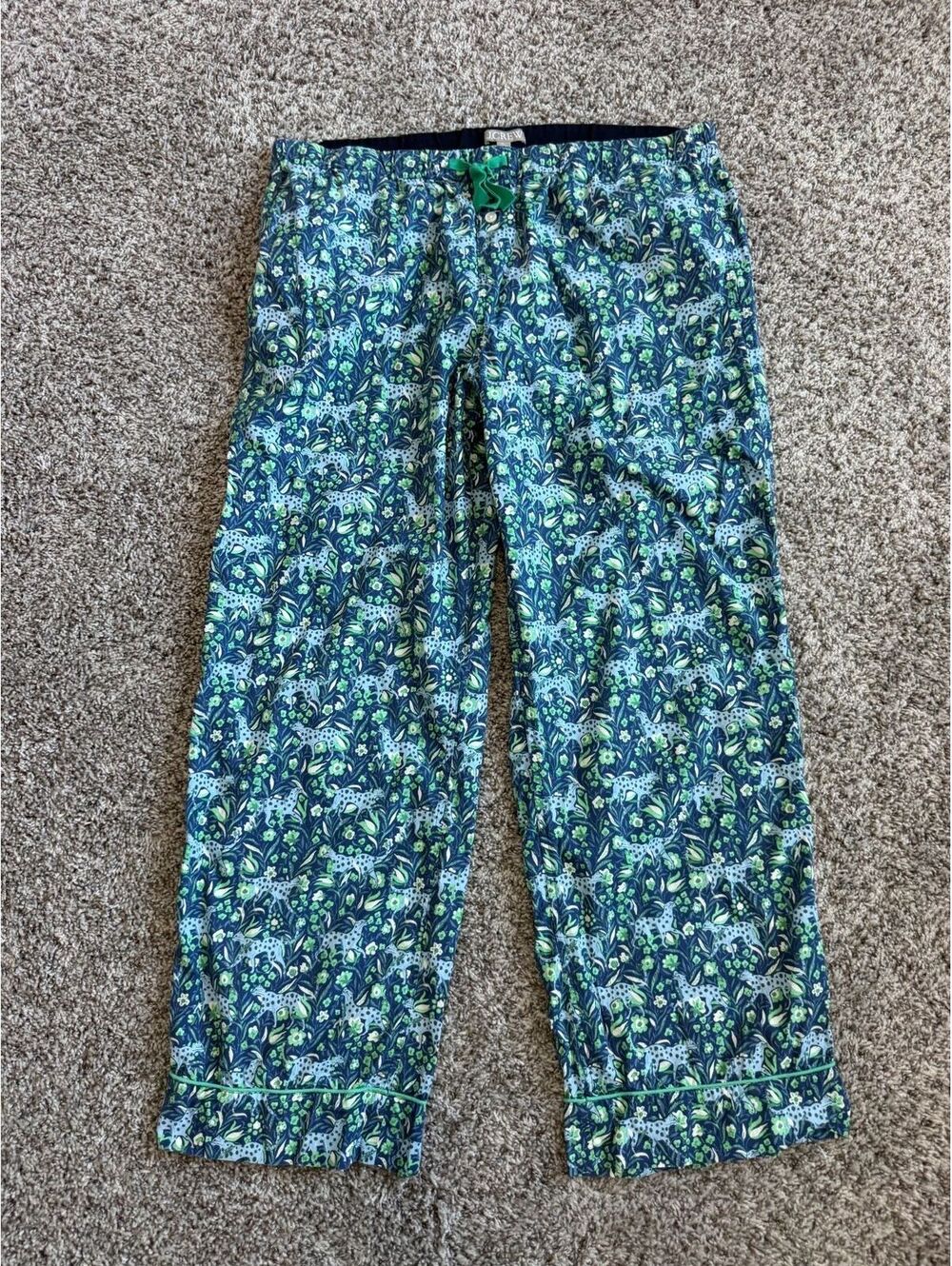 J. Crew 100% Cotton Animal/Floral Print Drawstring Pajama Pants Women's Size XL